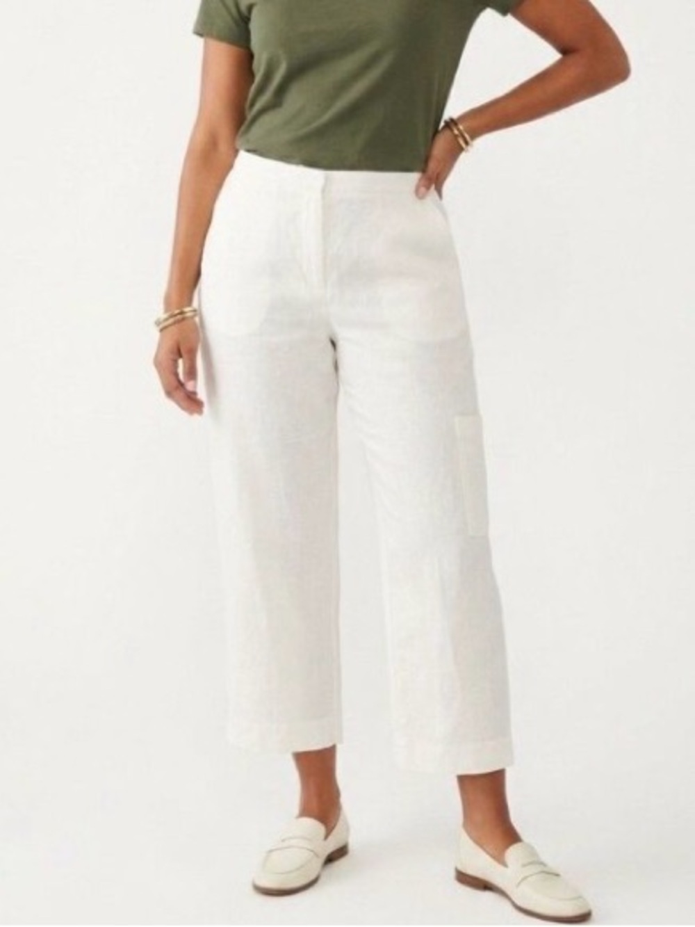 Liz Claiborne 100% Linen Audra Casual Cropped Pants 10